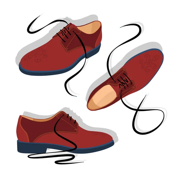 Zapatos Hombre Conjunto Desde Diferentes Ángulos Blanco Ilustración Vectorial — Vector de stock