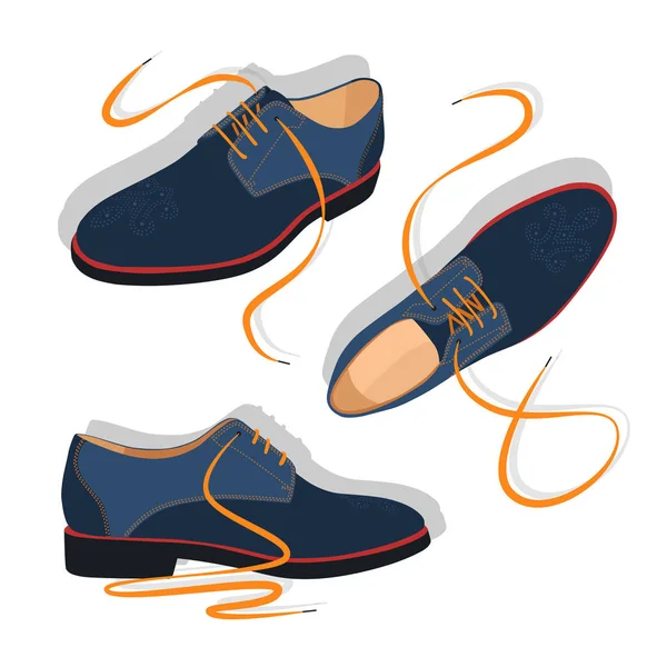 Chaussures Placées Sous Différents Angles Sur Blanc Illustration Vectorielle — Image vectorielle