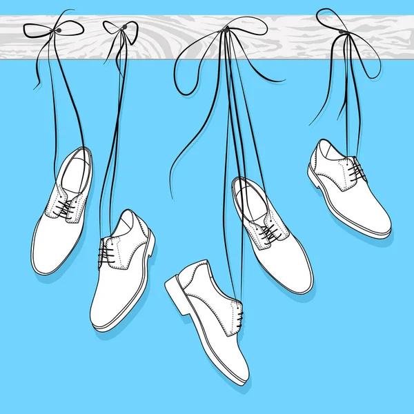 Chaussures Suspendues Des Lacets Illustration Vectorielle — Image vectorielle