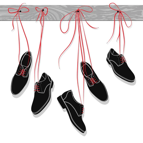 Zapatos Colgando Cordones Ilustración Vectorial — Vector de stock