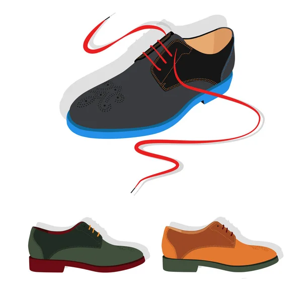 Conjunto Zapatos Hombre Diferentes Colores Ilustración Vectorial — Vector de stock