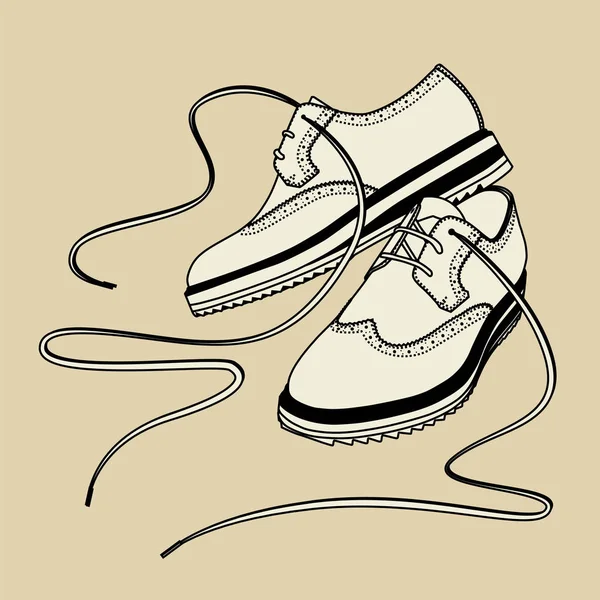 Pair Man Shoes Laces Vector Illustration — Stock Vector