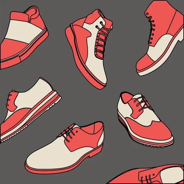 Collage Couleur Chaussures Ensemble Illustration Vectorielle — Image vectorielle