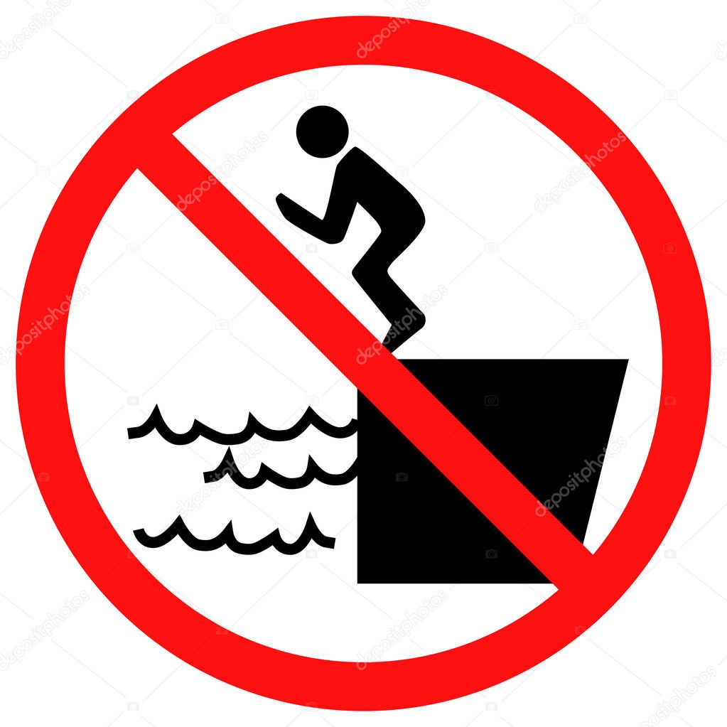No diving and jumping sign. Vector illustration
