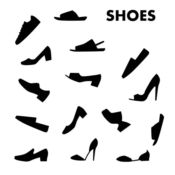 Set van schoenen pictogrammen — Stockvector