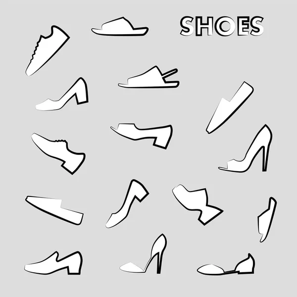 Набор значков обуви — стоковый вектор