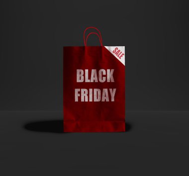 Siyah Cuma kağıt torba. Promosyon kavramı.