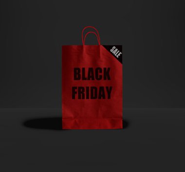 Siyah Cuma kağıt torba. Promosyon kavramı.