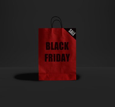 Siyah Cuma kağıt torba. Promosyon kavramı.