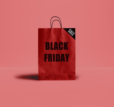 Siyah Cuma kağıt torba. Promosyon kavramı.