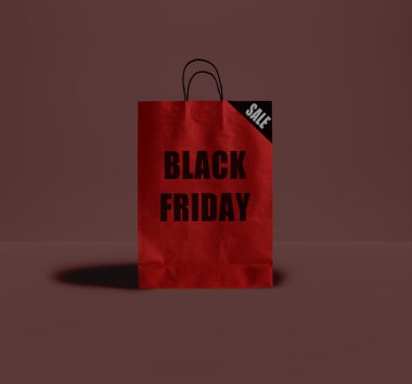 Siyah Cuma kağıt torba. Promosyon kavramı.