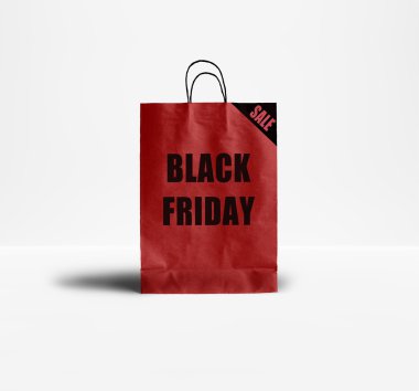 Siyah Cuma kağıt torba. Promosyon kavramı.