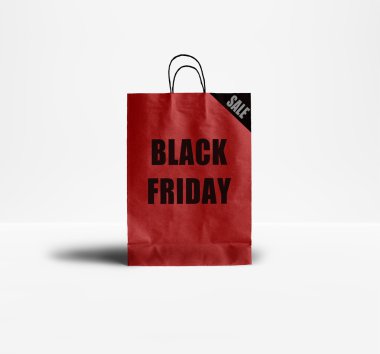 Siyah Cuma kağıt torba. Promosyon kavramı.