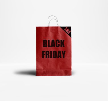 Siyah Cuma kağıt torba. Promosyon kavramı.
