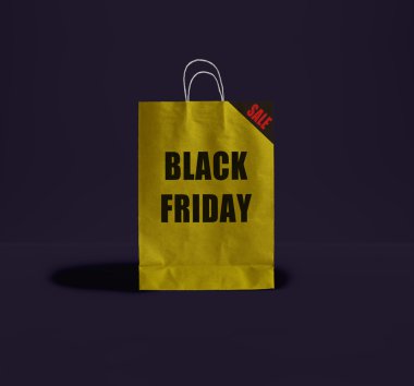 Siyah Cuma kağıt torba. Promosyon kavramı.