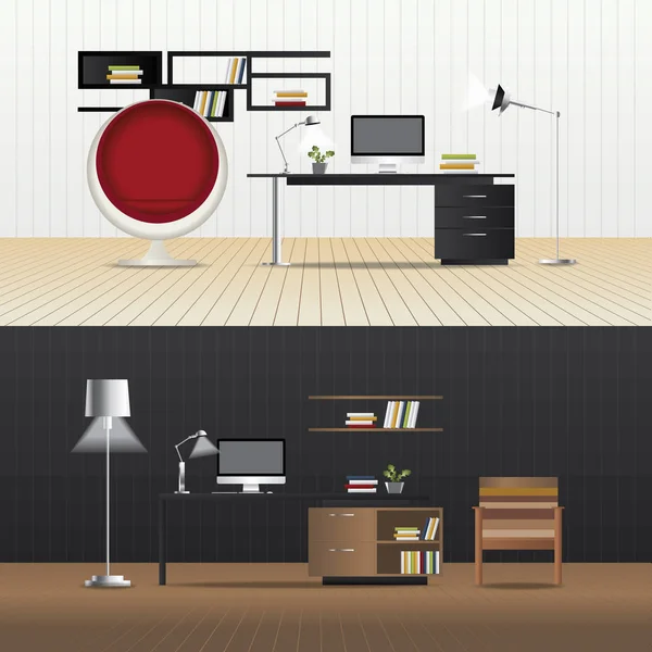 Diseño plano Sala de estar interior y muebles interiores Vector Ilustración — Vector de stock