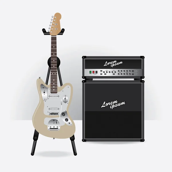 Guitarra elétrica com ilustração vetorial amplificador de guitarra — Vetor de Stock
