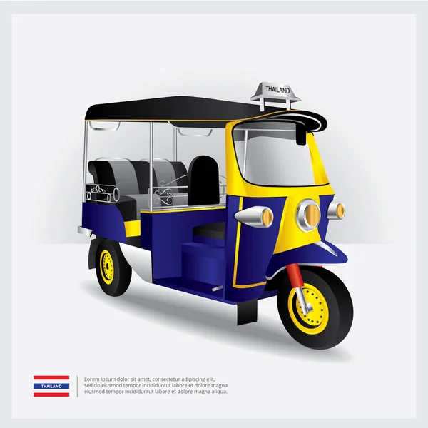 Tailândia Tuk Tuk Car Vector Ilustração —  Vetores de Stock