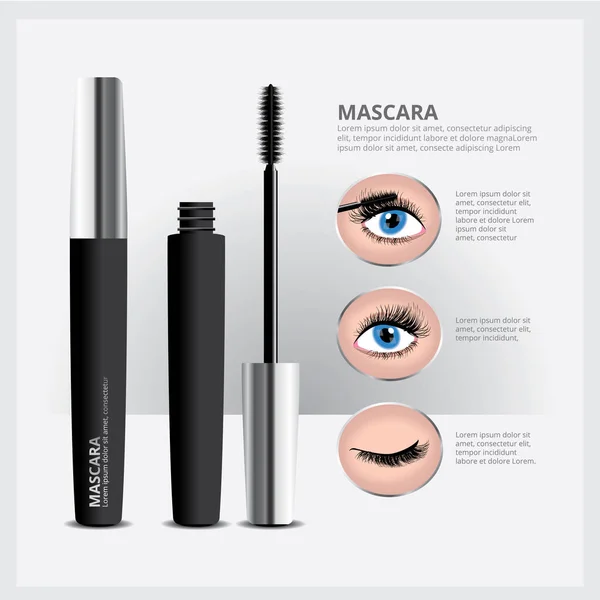 Envasado de máscara con maquillaje ocular — Vector de stock