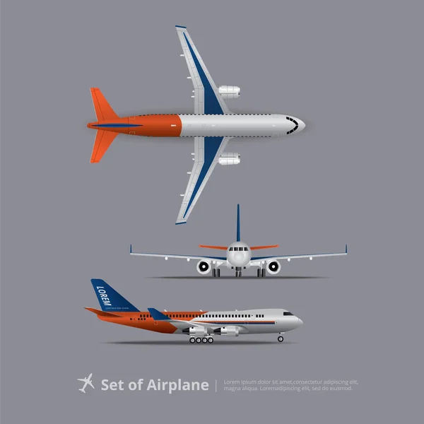 Conjunto de ilustración vectorial aislada de avión — Vector de stock