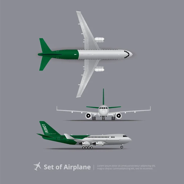 Conjunto de ilustración vectorial aislada de avión — Vector de stock