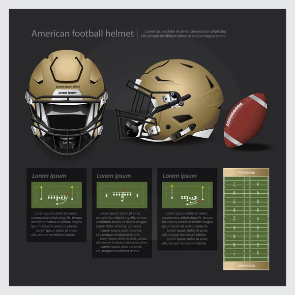 American Football Helm mit Team Plan Vektor Illustration — Stockvektor