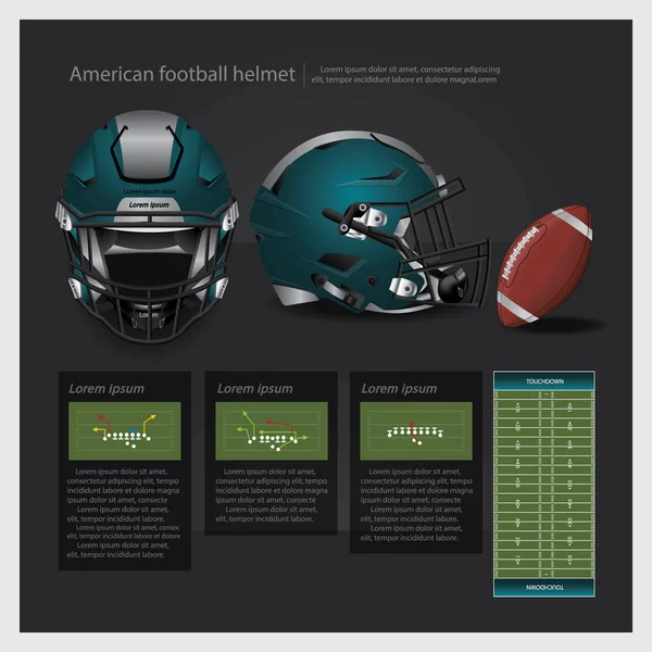 American Football Helm mit Team Plan Vektor Illustration — Stockvektor