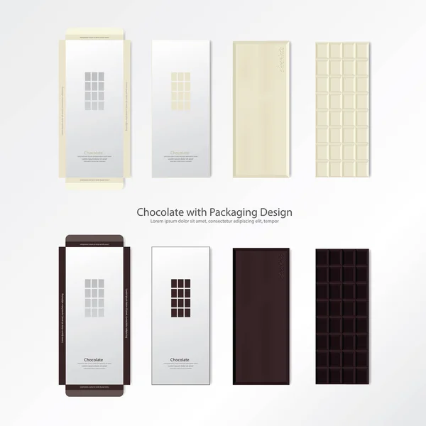 Chocolate con diseño de envases Vector Ilustración — Archivo Imágenes Vectoriales