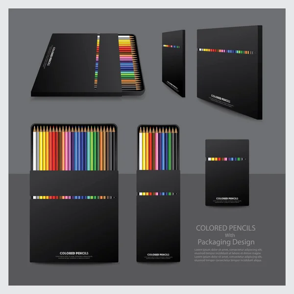 Lápices de color con diseño de embalaje realista — Archivo Imágenes Vectoriales