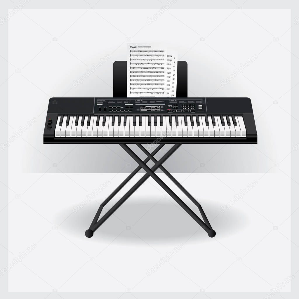 Keyboard instrument with Song note Vector Illustration