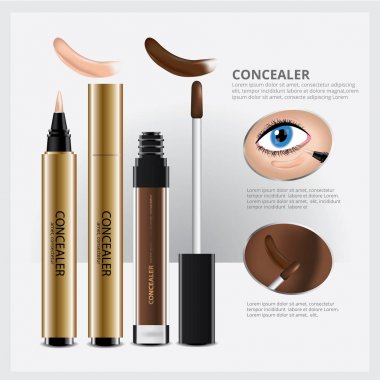 Kapatıcı kozmetik paket yüz makyaj vektör çizim ile