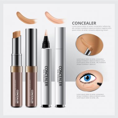 Kapatıcı kozmetik paket yüz makyaj vektör çizim ile