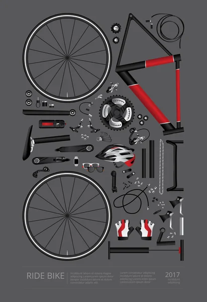 Ilustracja wektorowa reklama plakat zestawu rower — Wektor stockowy
