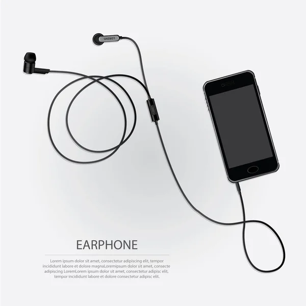 Écouteurs de musique avec illustration vectorielle téléphonique — Image vectorielle