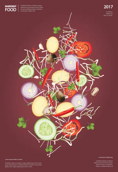 Ingrediente volador Alimentos Vector Ilustración — Vector de stock