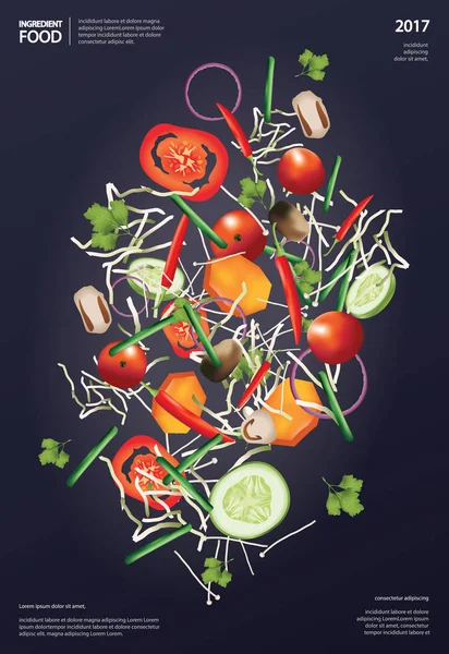 Ingrédient volant Illustration vectorielle des aliments — Image vectorielle