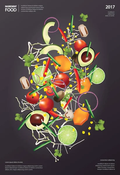 Ingrediente volador Alimentos Vector Ilustración — Vector de stock