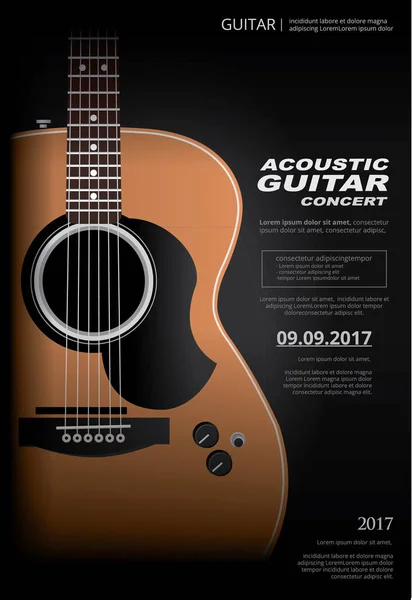 Akoestische gitaar Concert Poster achtergrond Template — Stockvector