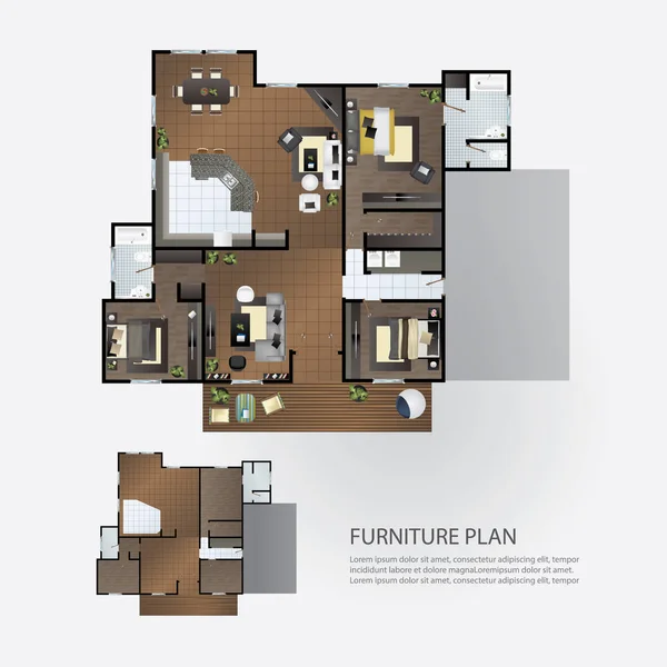 Layout Interior Plan with furniture Vector Graphics