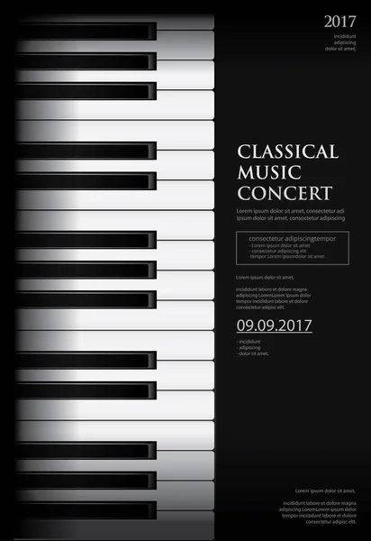 Muziek Grand Piano Poster Achtergrond Sjabloon — Stockvector