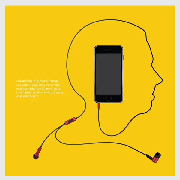 Auriculares conceptuales con ilustración de vector de teléfono — Vector de stock