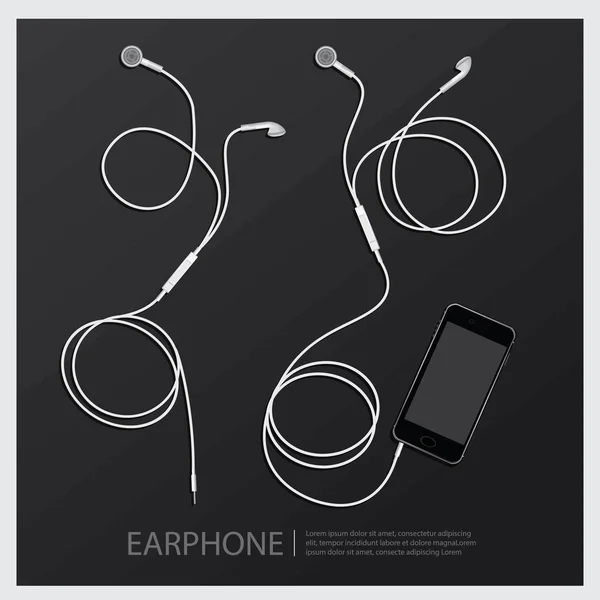 Musik-Kopfhörer mit Telefon-Vektorillustration — Stockvektor