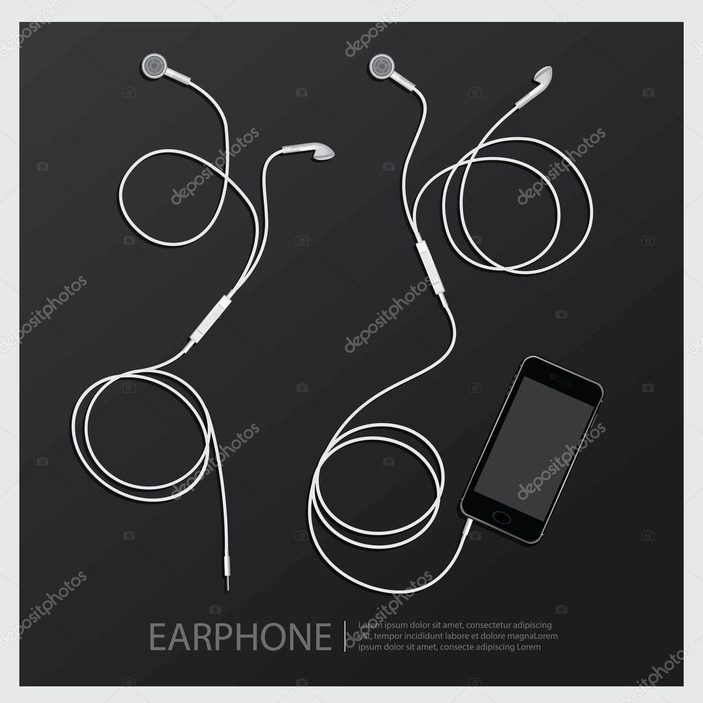 Music Earphones with Telephone vector illustration