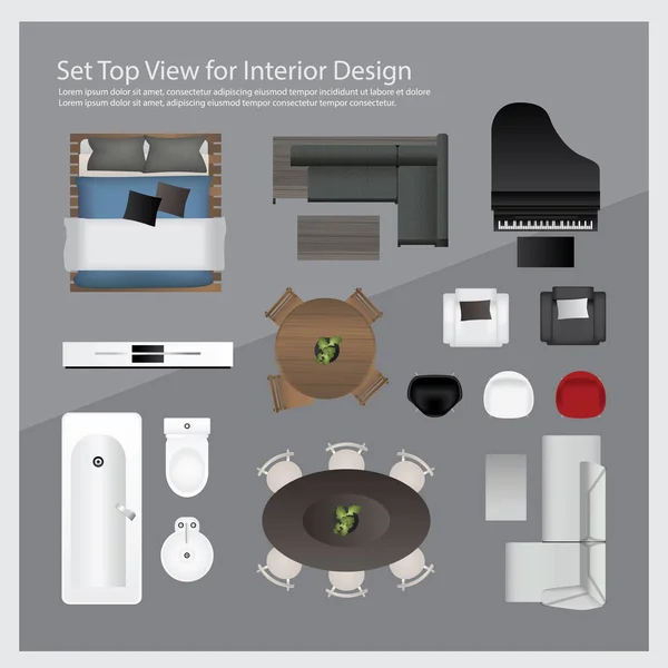 Definir vista superior para o design de interiores. Ilustração isolada — Vetor de Stock