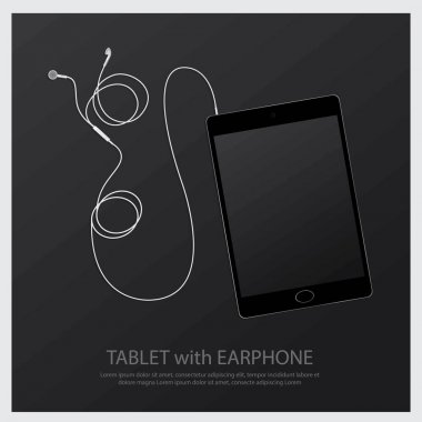 Müzik kulaklık Tablet vektör çizim ile