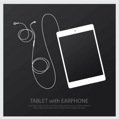 Müzik kulaklık Tablet vektör çizim ile