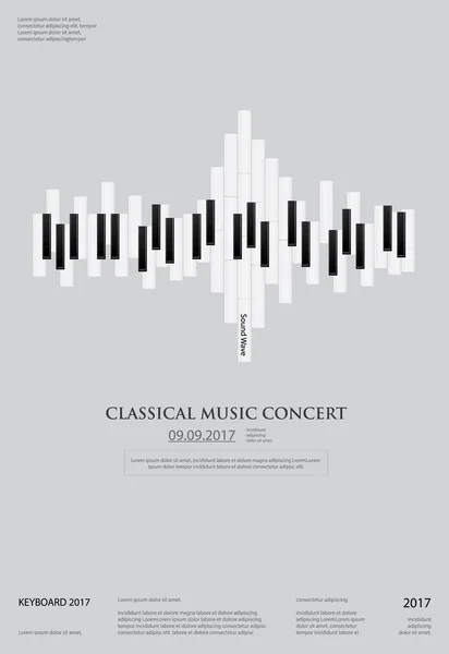 Muziek Grand Piano Poster Achtergrond Sjabloon — Stockvector