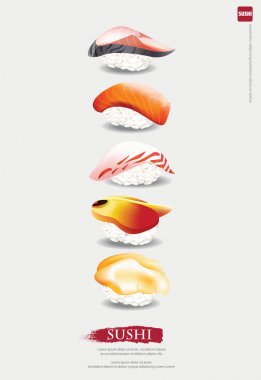 Suşi Restoranı Vektör illüstrasyonunun posteri