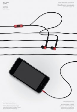 Kavramsal Earphones ile telefon vektör çizim
