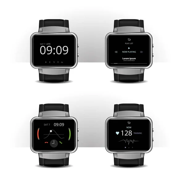 Smart Watch mit digitalem Anzeigeset Vektor-Illustration — Stockvektor